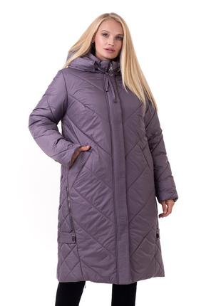 Женское зимнее удлиненное пальто пуховик больших размеров (52-70)