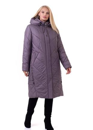 Женское зимнее удлиненное пальто пуховик больших размеров (52-70)3 фото