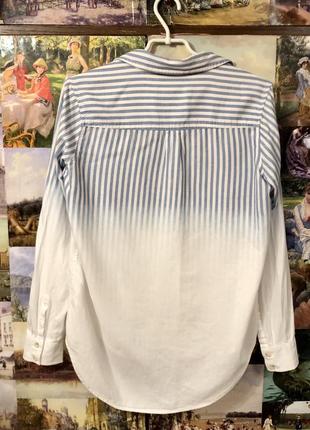 Голубо-белая рубашка в полоску с омбре4 фото