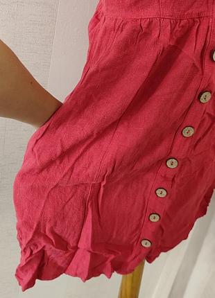Короткое платье из льна и искусственного шелка6 фото
