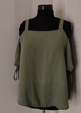 Блуза оливкового цвета, оверсайз, стильная1 фото