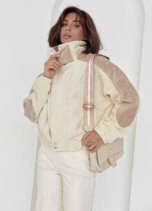 Короткая женская куртка из мягкого кашемира, бомбер7 фото