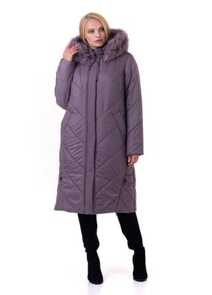 Женское зимнее удлиненное пальто пуховик больших размеров (52-70)5 фото