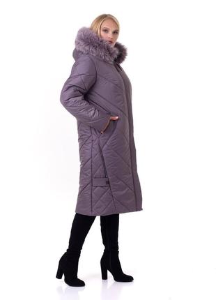 Женское зимнее удлиненное пальто пуховик больших размеров (52-70)2 фото