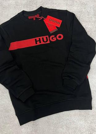Кофта чоловіча повсякденна hugo boss / світшот бренд хьюго босс в чорному кольорі