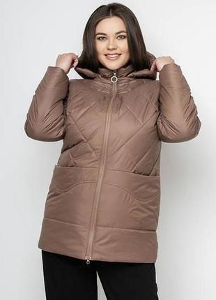 Жіноча демісезонна подовжена куртка великах розмірів sierra (50,52,54,56,58,60,62,64,66)1 фото