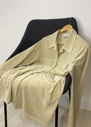 Оверсайз велюровая рубашка в золотистом цвете от c&amp;a