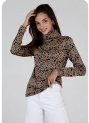 Модный приталеный гольф, с воротом стойка и цветочным принтом, marks & spencer. м l