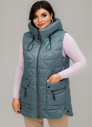 Жіноча зимова куртка подовжена великих розмірів з натуральним хутром (52,54,56,58,60,62,64)1 фото