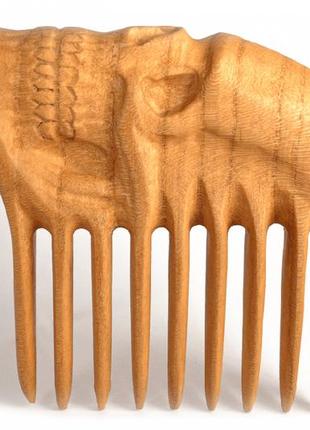 Брутальный мужской гребень/гребешок для волос и бороды wpg skull ручная работа деревянный груша2 фото