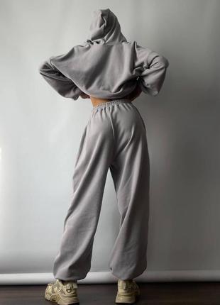 Флисовый женский костюм кофта на замку штаны джогери6 фото