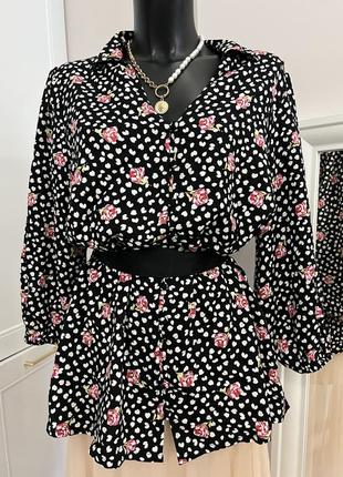 Яскрава сорочка з контрастним принтом uk 18