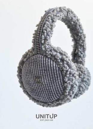 Зимові навушники з вельветом графіт1 фото