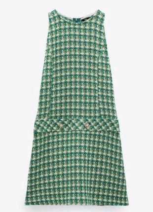 Zara твідова сукня сарафан зара твід твид твидовое платье3 фото