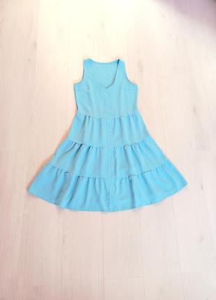 Пляжный сарафан голубой цвета морской волны платья платье2 фото