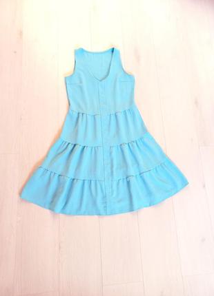 Пляжный сарафан голубой цвета морской волны платья платье1 фото