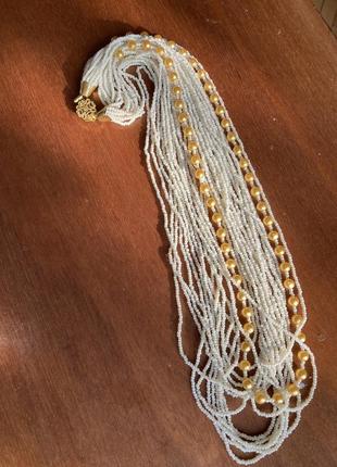 Ожерелье колье бусы бисер жемчуг чехия