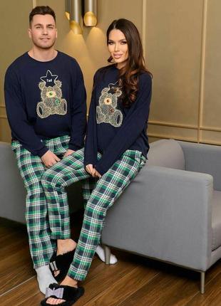 Модный женский домашний комплект двойка лонгслив и штаны в клетку стильная пижама для сна для девушки5 фото