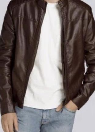 Чоловіча коричнева куртка  куртка еко шкіра united color of benetton, розмір xl.1 фото