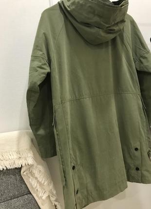 Zara тренч куртка ветровка xs хаки10 фото