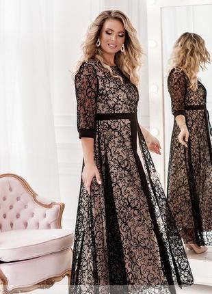 Вечернее платье батал с гипюром 💕