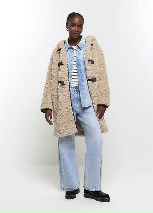 Женский дафлкот долговечный пальто river island brown borg duffle coat