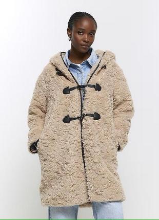 Женский дафлкот долговечный пальто river island brown borg duffle coat5 фото