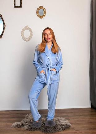 Плюшевый костюм шаль. плюшевый домашний комплект халатик и штаны. теплый халат и штаны