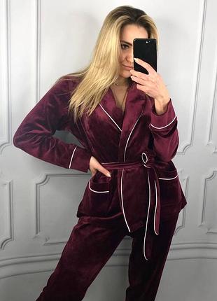 Плюшевый костюм шаль. плюшевый домашний комплект халатик и штаны. теплый халат и штаны