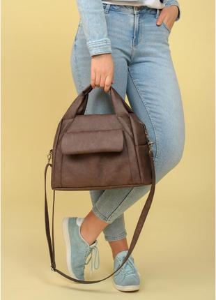 Женская спортивная сумка sambag vogue bqs коричневый нубук6 фото