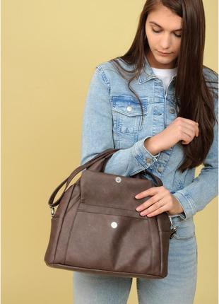Женская спортивная сумка sambag vogue bqs коричневый нубук4 фото