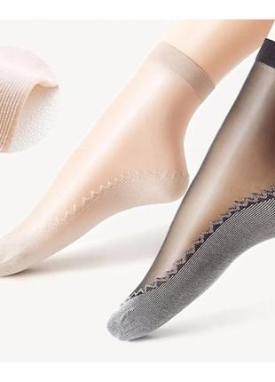 Капроновые носки с хлопковой вставкой
