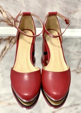 Туфли на каблуке / босоножки натур кожа красные 36-43р все цвета3 фото
