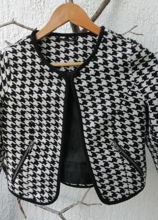 Твидовий пиджак жакет в гусиную лапку ,в стиле коко шанель