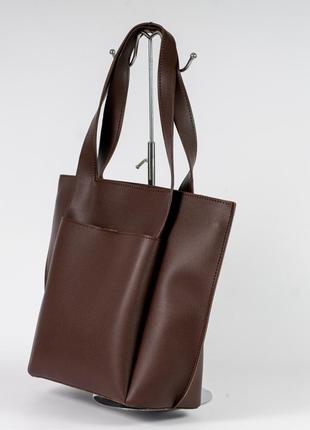 Жіноча сумка коричнева сумка коричневий шопер шоппер класична містка сумка3 фото