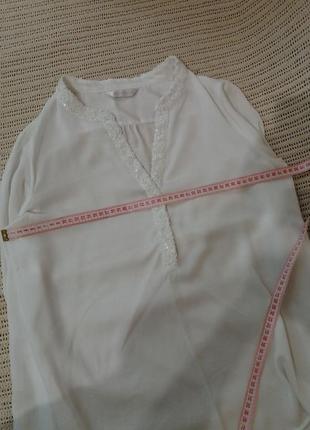 Блуза шифон біла довгий рукав6 фото