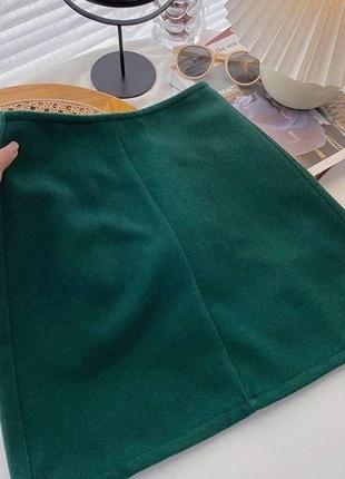 Спідниця спідничка кашемір юбка розмір 42- 44 малахітовий(зелений)3 фото