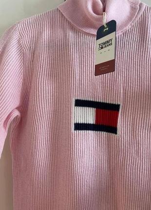 Брендовый свитер, гольф в рубчик, розовый, оригинал tommy hilfiger4 фото