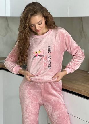 L xl 2xl do2513 крутая розовая махровая пижама для женщин pink panther