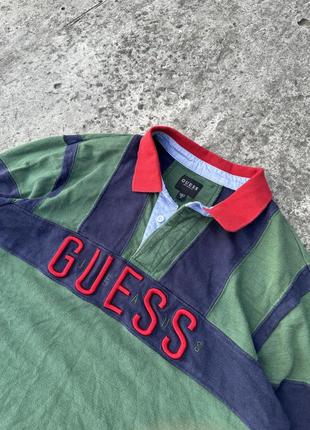 Классный лонгслив регбойка guess с большим логотипом м2 фото