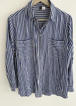 Рубашка блуза сорочка zara h&m в смужку полоску віскоза3 фото