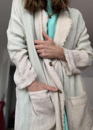 Zara limited халат пальто з льону1 фото