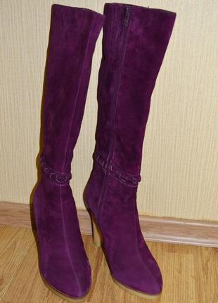 Фіолетові демісезонні високі чоботи розмір 37 braska4 фото