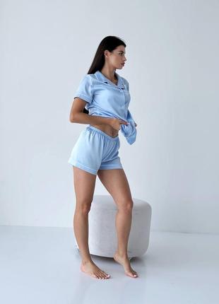 Голубая пижама армани шелк2 фото