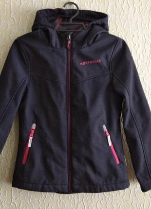 Качественная курточка софтшелл, ветро-водо защитная,светоотражатели,на 8-10л, р.140, northville, c&a5 фото