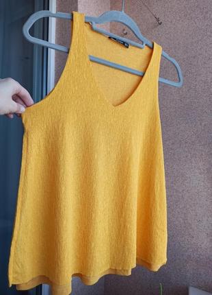 Красивая стильная яркая желтая трикотажная блуза / маечка mango4 фото