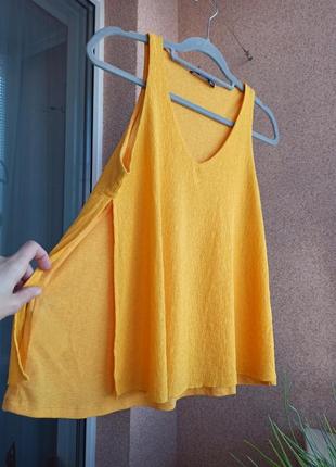 Красивая стильная яркая желтая трикотажная блуза / маечка mango5 фото