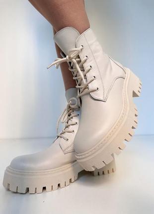 Черевики - берці на шнурівці | зимові ботінки | шкіряні черевики7 фото