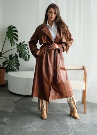 Тренч на підкладці з еко-шкіри