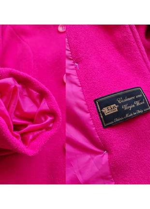 Розовое миди пальто батал итальянское шерстяное пальто пинк кашемировое женское пальто оверсайз пальто двубортное классическое5 фото